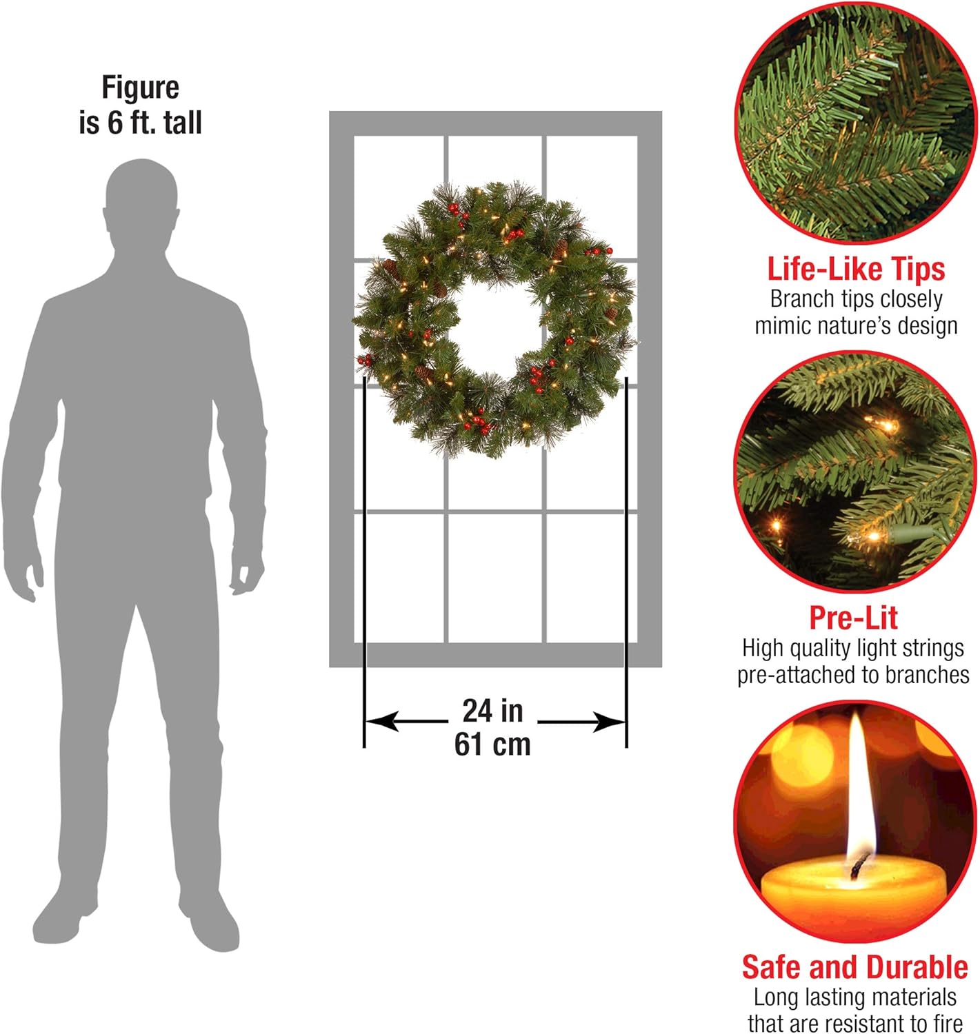 24" Spruce Artificial Christmas Wreath