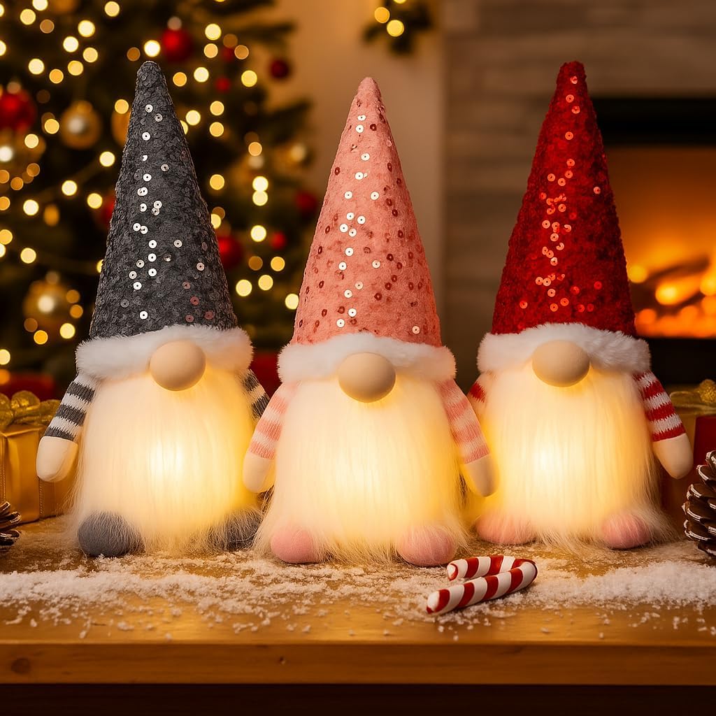 3PCS Christmas Gnomes Decorations and Christmas Decorations Indoor Lighted