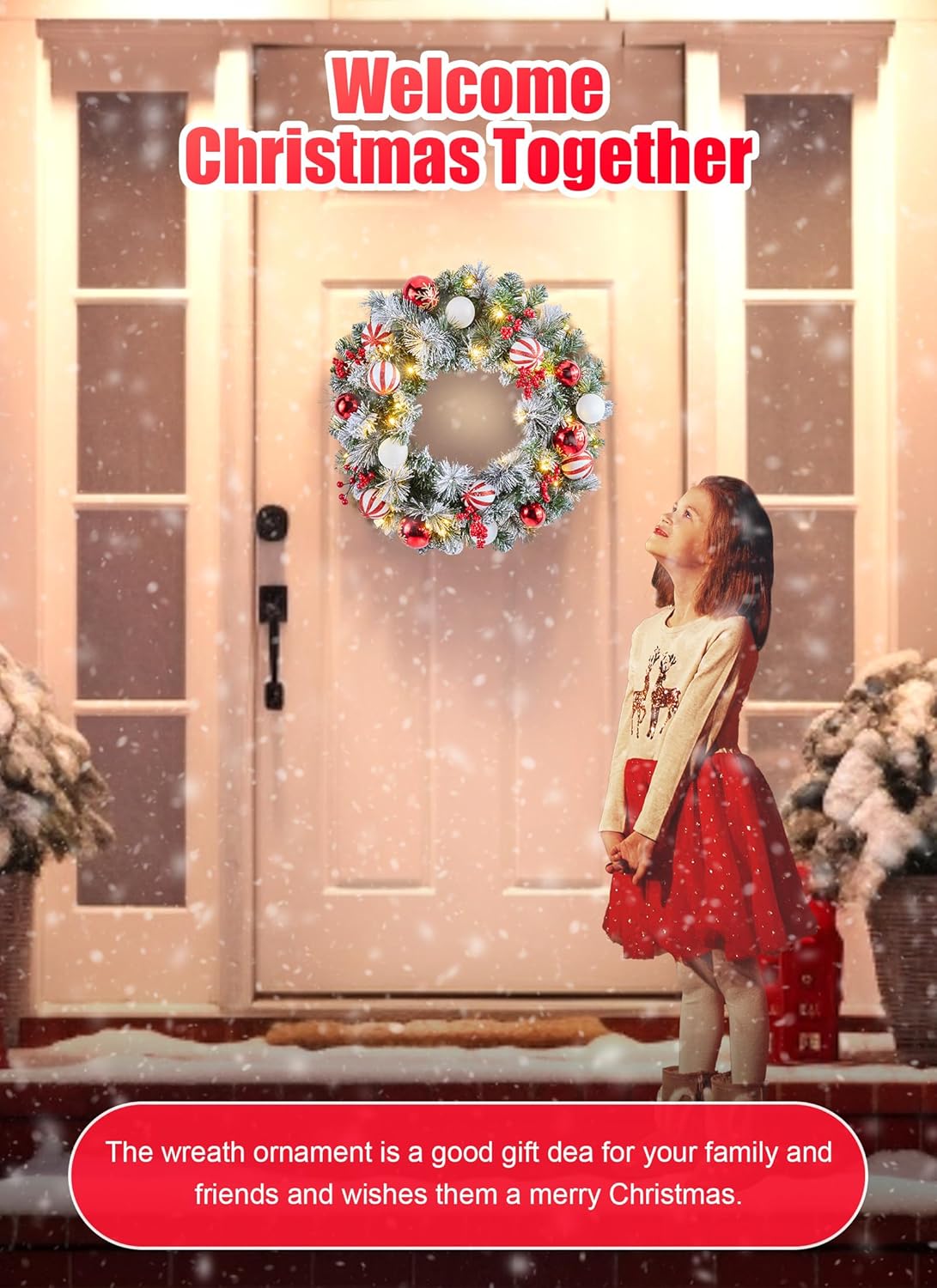 24" Pre-Lit Artificial Christmas Wreath