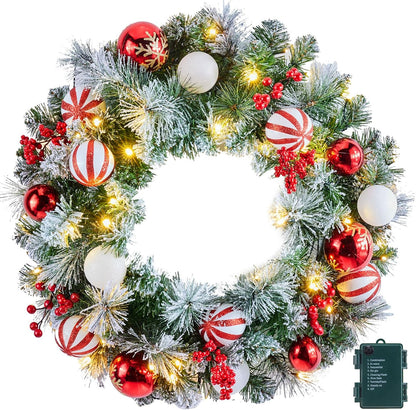 24" Pre-Lit Artificial Christmas Wreath