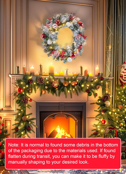 24" Pre-Lit Artificial Christmas Wreath