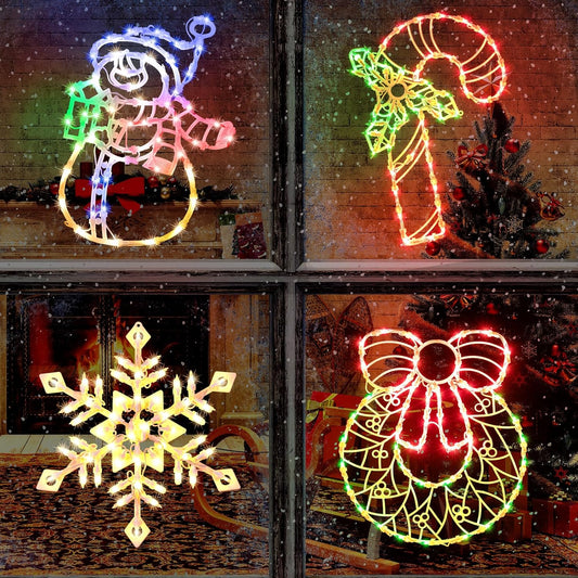 4 Pack Christmas Window Silhouette Lights Decorations