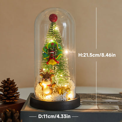 LED Christmas Glass Dome – Santa, Elk & Snowman Holiday Decor Gift