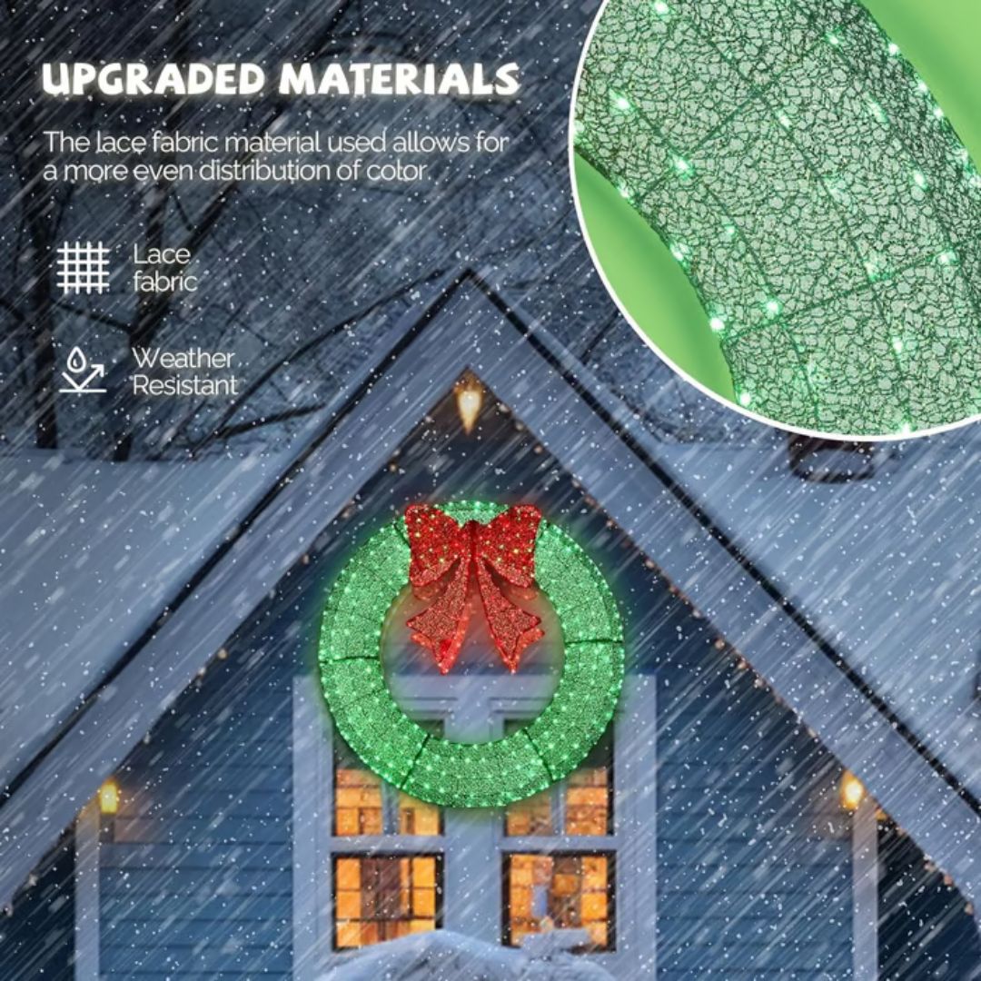 Pre-lit Large Christmas Wreath, Outdoor Christmas Wreath