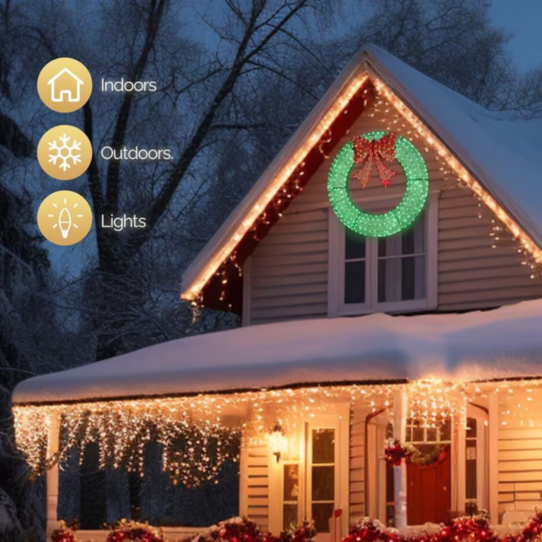 Pre-lit Large Christmas Wreath, Outdoor Christmas Wreath