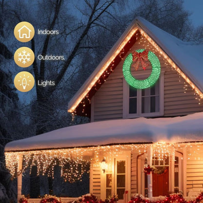 Pre-lit Large Christmas Wreath, Outdoor Christmas Wreath